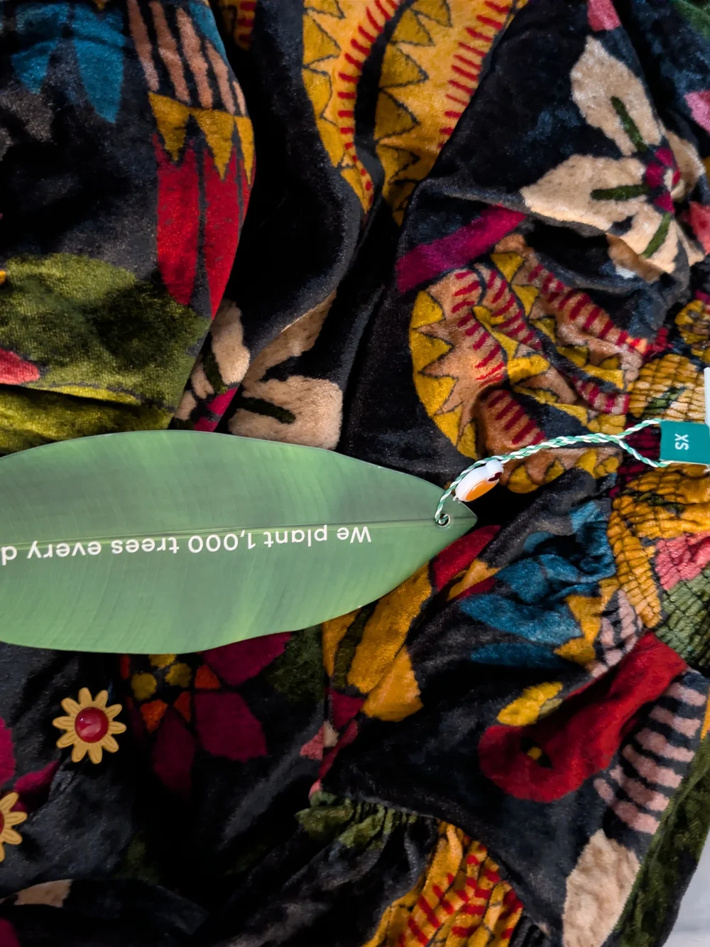 NWT Farm Rio Macaw Ballet Velvet Mini Dress - XS Long Sleeve Mock Neck - Picture 5 of 10